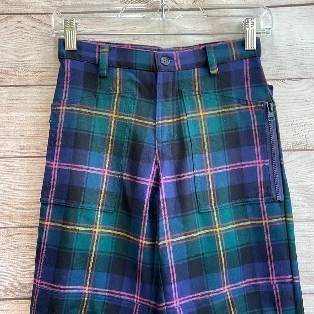VINTAGE NEW WITH‎ TAGS RALPH LAUREN WIDE LEG PLAID PANTS IN 100% WOOL